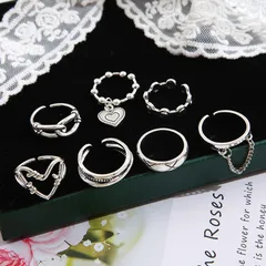 Set Of 7 Geometric Rings For Women In Silver Alloy With KC Golden Plated Finish And 0.01µm Plating Thickness 2