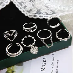 Set Of 7 Geometric Rings For Women In Silver Alloy With KC Golden Plated Finish And 0.01µm Plating Thickness 3