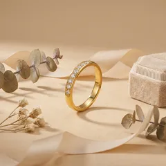 Geometric Rings For Women Made Of 304 Stainless Steel With 18K Gold Plated Coating And Zircon Inlay 3