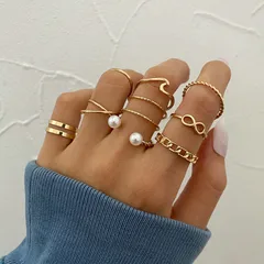 Geometric Rings For Women In Alloy With KC Golden Plated Finish Featuring 0.01µm Thickness And Asymmetrical Craftsmanship