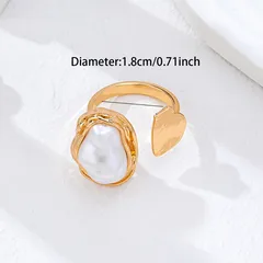 Geometric Rings For Women In Zinc Alloy With Golden Plated Water Plating And Imitation Pearl Inlay 3