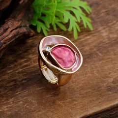 Geometric Rose Red Zinc Alloy Ring For Women In Simple Style Featuring Enamel Craftsmanship 3