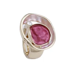 Geometric Rose Red Zinc Alloy Ring For Women In Simple Style Featuring Enamel Craftsmanship 5