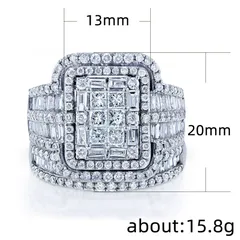 Luxurious Geometric Silver Alloy Ring For Unisex Featuring Rhinestones With Electroplated Finish 4