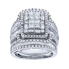 Luxurious Geometric Silver Alloy Ring For Unisex Featuring Rhinestones With Electroplated Finish 5