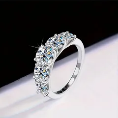 Sweet Geometric Silver Alloy Ring For Women With Zircon Inlay Featuring Bezel Setting 2