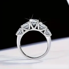 Sweet Geometric Silver Alloy Ring For Women With Zircon Inlay Featuring Bezel Setting 3