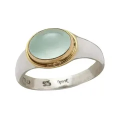 Geometric Silver Alloy Ring For Women With Golden Plated Mixed Metal Craftsmanship And Moonstone Inlay 2