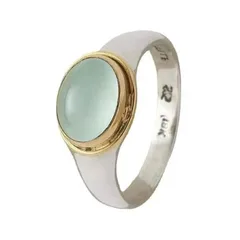 Geometric Silver Alloy Ring For Women With Golden Plated Mixed Metal Craftsmanship And Moonstone Inlay 4