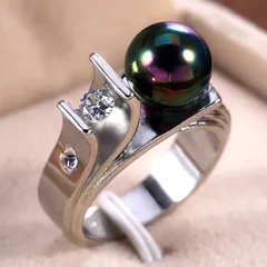 Geometric Silver Ring For Women Featuring White K Plated 0.03µm Thickness And Artificial Pearl Inlay, 1 Piece For Valentine's Day 4