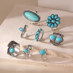 Set Of 8 Geometric Silver Rings For Women In Alloy With KC Golden Plated Coating Thickness 0.01µm 3