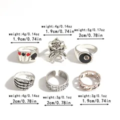 Geometric Silver Rings For Women, 6 Pieces Hip-Hop Style With 0.01µm KC Golden Plated Coating 2
