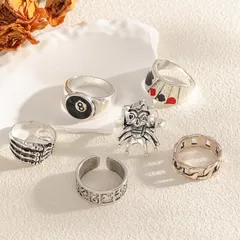 Geometric Silver Rings For Women, 6 Pieces Hip-Hop Style With 0.01µm KC Golden Plated Coating 4