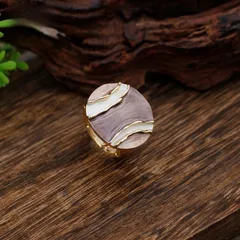 Geometric Simple Style Zinc Alloy Ring For Women In Coffer Color With Enamel Craftsmanship 3