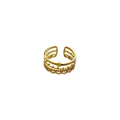 Geometric Titanium Steel Ring For Unisex Featuring Carving, 18K Real Gold Plated In Gold