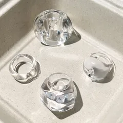 Geometric Transparent Resin Rings For Women, 4 Pieces Set Featuring Stylish Modern Design 2