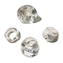 Geometric Transparent Resin Rings For Women, 4 Pieces Set Featuring Stylish Modern Design 5