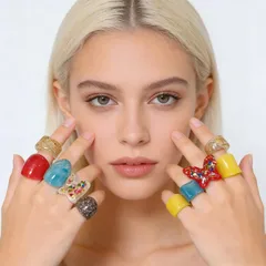 Geometric Two Tone Resin Ring For Women In Multicolor, 1 Piece Featuring Resin Inlay