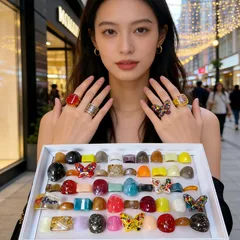 Geometric Two Tone Resin Ring For Women In Multicolor, 1 Piece Featuring Resin Inlay 4