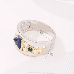 Geometric Unisex Alloy Ring For Everyday Wear Featuring Green Electroplated Finish And Zircon Inlay 3
