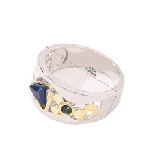 Geometric Unisex Alloy Ring For Everyday Wear Featuring Green Electroplated Finish And Zircon Inlay 5
