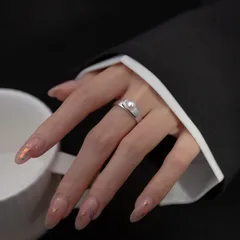 Geometric Simple Style Unisex Copper Ring For Everyday Wear Featuring Electroplated Finish And Imitation Pearl Inlay 2