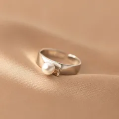 Geometric Simple Style Unisex Copper Ring For Everyday Wear Featuring Electroplated Finish And Imitation Pearl Inlay 3
