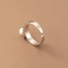 Geometric Simple Style Unisex Copper Ring For Everyday Wear Featuring Electroplated Finish And Imitation Pearl Inlay 4
