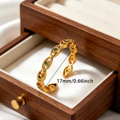 Geometric Unisex Copper Ring For Everyday Wear Featuring 18K Real Gold Plated Finish With 0.03µm Thickness And Zircon Inlay 2
