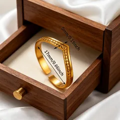 Geometric Unisex Copper Ring For Everyday Wear Featuring 18K Real Gold Plated Finish With 0.03µm Thickness And Zircon Inlay 5