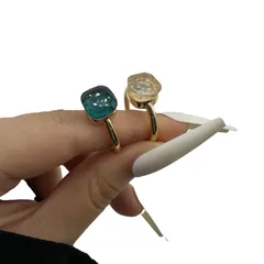 Geometric Rings For Unisex Featuring Electroplated Golden Metal With Resin Inlay, Set Of 7 Pieces 5