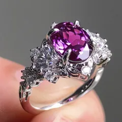 Sweet Geometric Unisex Ring For Everyday Wear, Purple Alloy With Zircon Inlay, Featuring Electroplated Finish
