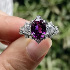 Sweet Geometric Unisex Ring For Everyday Wear, Purple Alloy With Zircon Inlay, Featuring Electroplated Finish 4