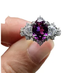 Sweet Geometric Unisex Ring For Everyday Wear, Purple Alloy With Zircon Inlay, Featuring Electroplated Finish 5