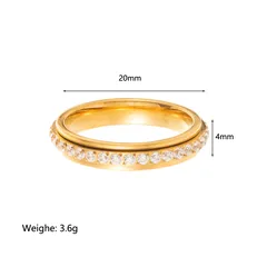 Geometric Unisex Ring For Everyday Wear, Pure Titanium With 18K Real Gold Plated Coating 0.03µm And Zircon Inlay 3