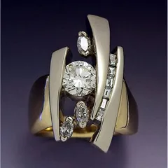 Sweet Geometric Unisex Rings For Everyday Wear Featuring Electroplated Gold Alloy With Zircon Inlay