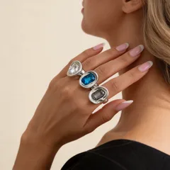 Geometric Rings For Unisex Featuring Zinc Alloy Material With Artificial Gemstones In Colour 3