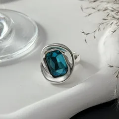 Geometric Rings For Unisex Featuring Zinc Alloy Material With Artificial Gemstones In Colour 4