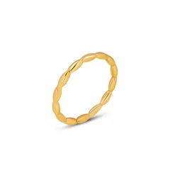 Geometric Unisex Titanium Steel Ring For Beading Featuring 18K Real Gold Plated Finish With Seed Bead Inlay
