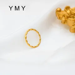 Geometric Unisex Titanium Steel Ring For Beading Featuring 18K Real Gold Plated Finish With Seed Bead Inlay 2