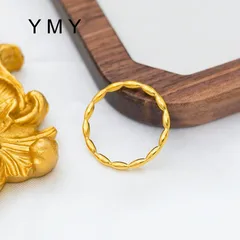 Geometric Unisex Titanium Steel Ring For Beading Featuring 18K Real Gold Plated Finish With Seed Bead Inlay 3