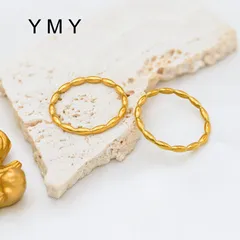 Geometric Unisex Titanium Steel Ring For Beading Featuring 18K Real Gold Plated Finish With Seed Bead Inlay 4