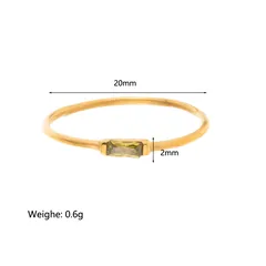 Geometric Unisex Titanium Steel Ring For Everyday Wear, 18K Real Gold Plated With 0.03µm Thickness And Zircon Inlay 2