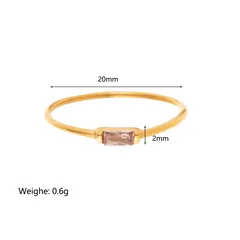Geometric Unisex Titanium Steel Ring For Everyday Wear, 18K Real Gold Plated With 0.03µm Thickness And Zircon Inlay 4
