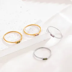 Geometric Unisex Titanium Steel Ring For Everyday Wear, 18K Real Gold Plated With 0.03µm Thickness And Zircon Inlay 5