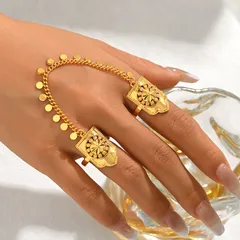 Geometric Rings For Women In Alloy With 18K Real Gold Plated Electroplated Finish And 0.03µm Thickness 2
