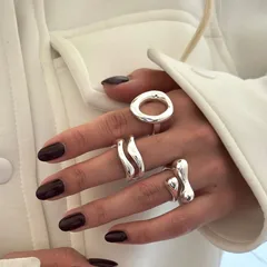 Geometric Women’s Alloy Ring For Fashion Featuring Electroplated KC Golden Plated Finish With Asymmetrical Design 3