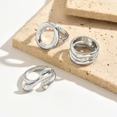 Geometric Women’s Alloy Ring For Fashion Featuring Electroplated KC Golden Plated Finish With Asymmetrical Design 5