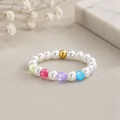 Geometric Women’s Ring For Elegant Style Featuring Imitation Pearl Inlay And 18K Real Gold Plated Finish