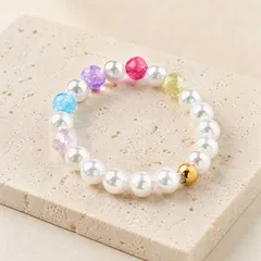 Geometric Women’s Ring For Elegant Style Featuring Imitation Pearl Inlay And 18K Real Gold Plated Finish 5